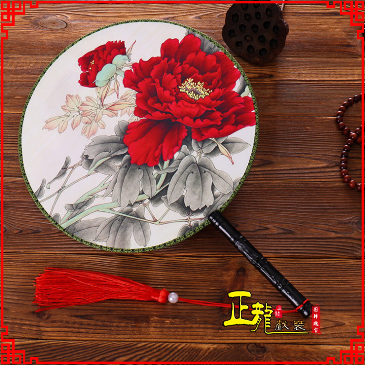 广阳古典中国风团扇空白扇跳舞蹈扇 真丝宫扇