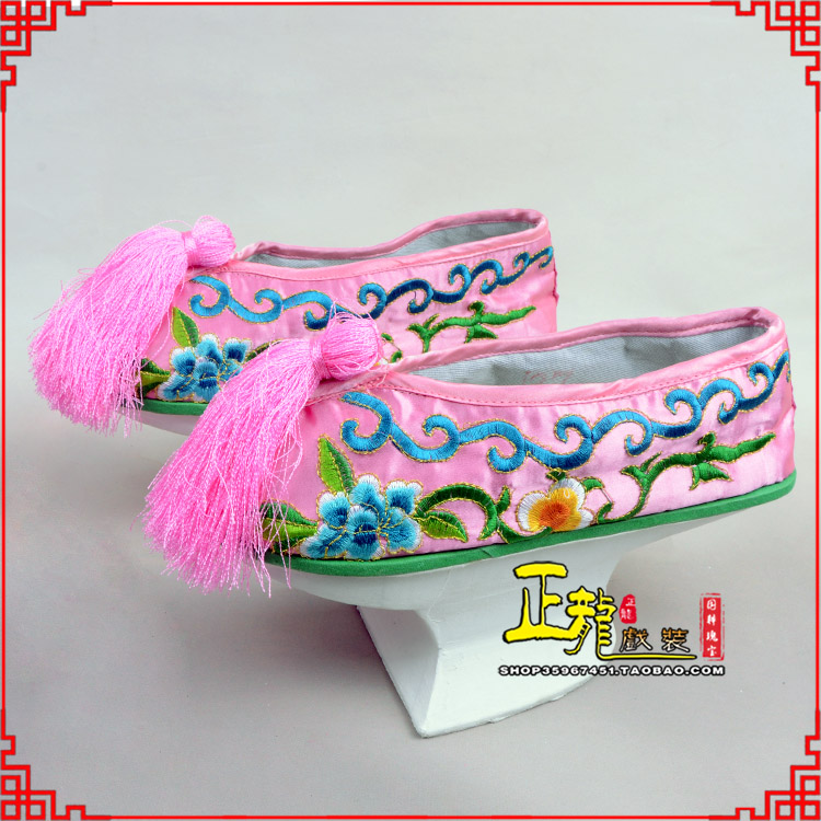 广阳京越剧戏鞋花盆底清朝皇后贵妃宫女花盆底 旗鞋